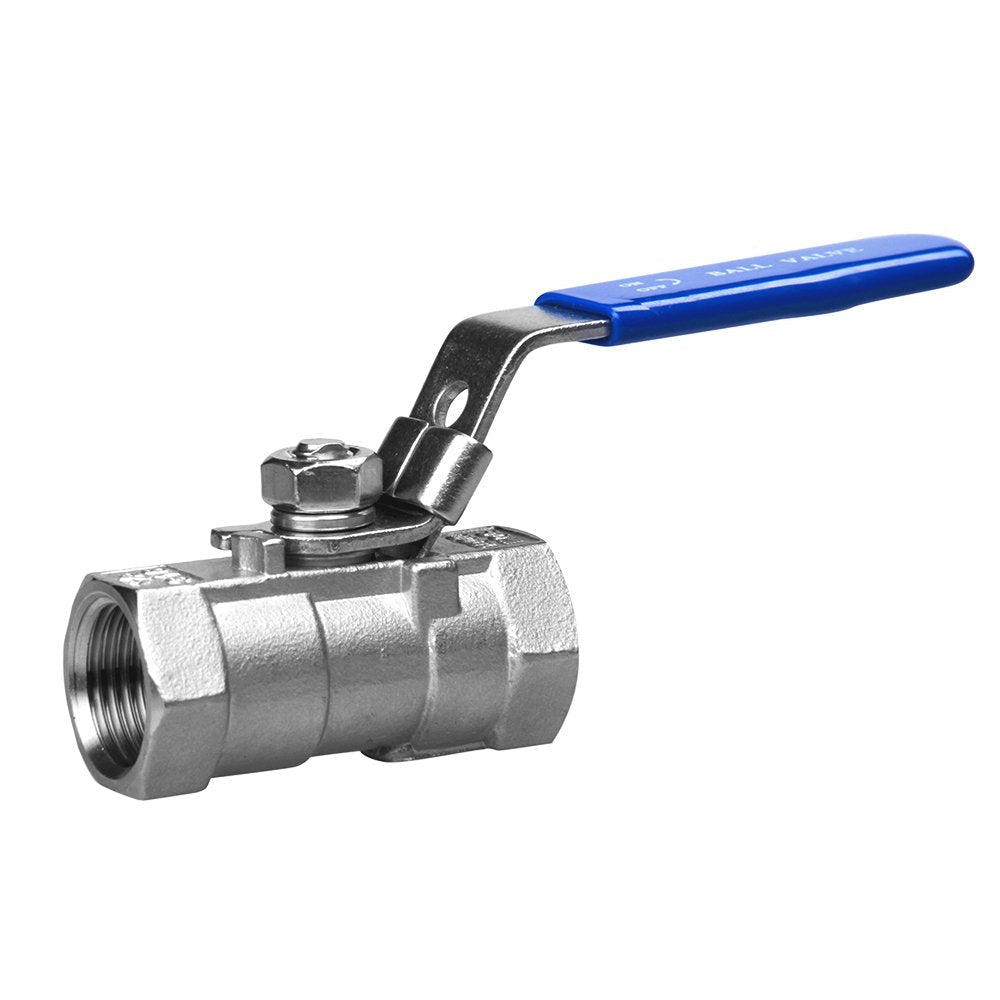 [Australia - AusPower] - 1/2'' 1pc Ball Valve 304 Stainless Steel with Blue Handle Cover and Lock,1000WOG for Water,Gas and Oil 