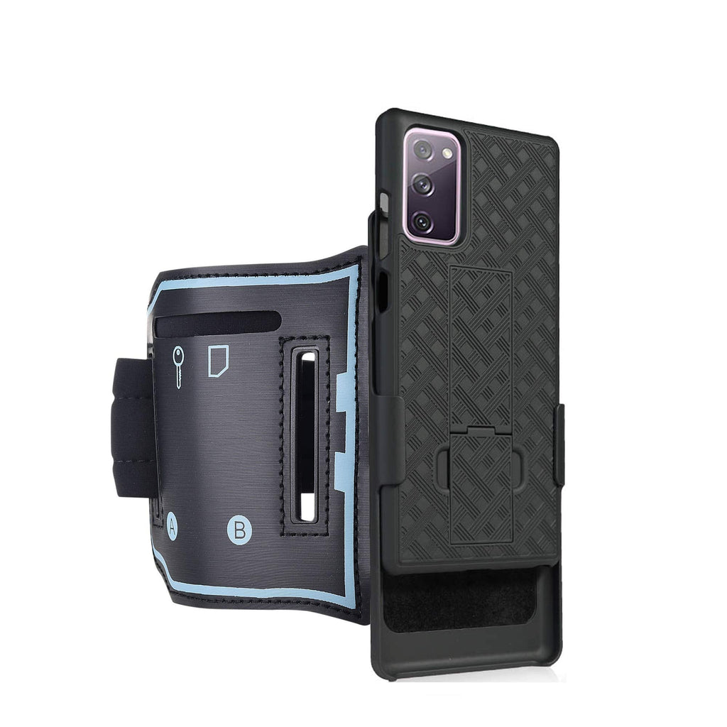 [Australia - AusPower] - igooke Galaxy S20 FE 5G Sports Armband, Hybrid Hard case Cover Built in Kickstand with Sports Armband Combo,Running Case for Sports Jogging Exercise Fitness 