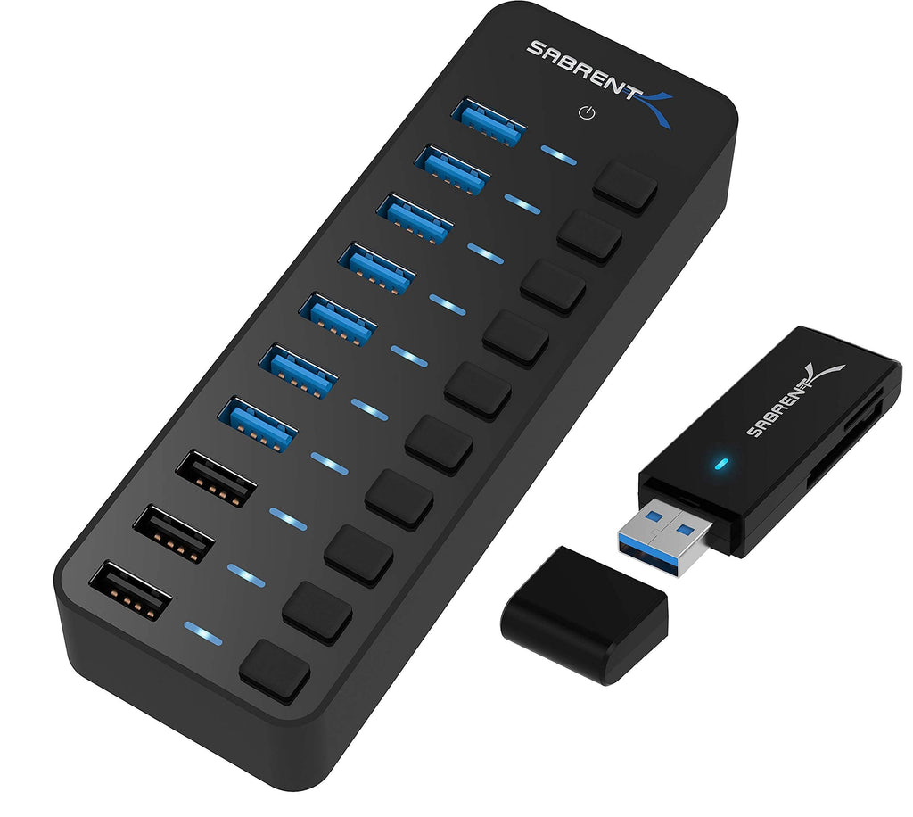 [Australia - AusPower] - Sabrent 60W 10-Port USB 3.0 Hub + USB 3.0 Micro SD and SD Card Reader 
