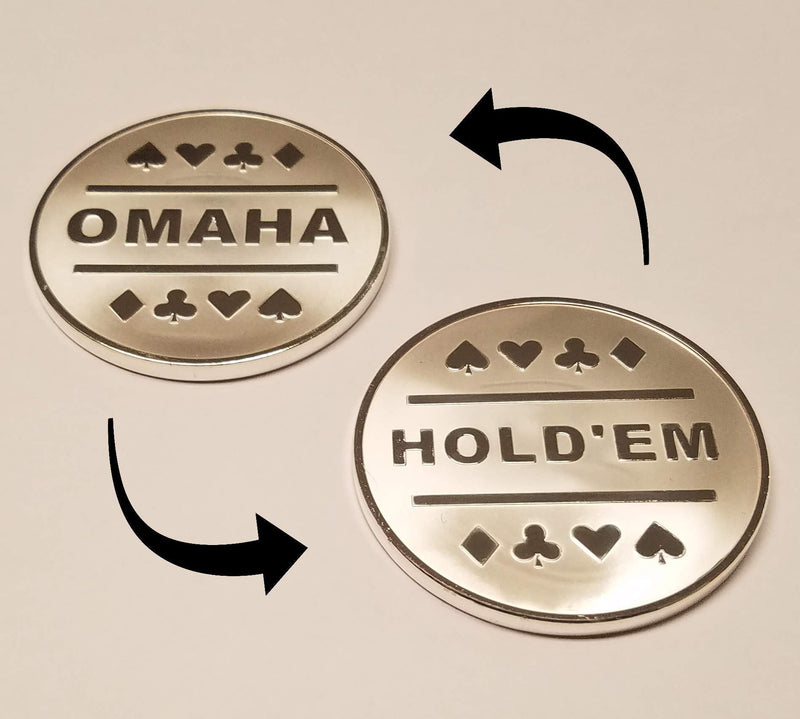 [Australia - AusPower] - 1x Omaha & Texas Hold'em Silver Plated Metal Dealer Button Great for Round by Round Poker Games 
