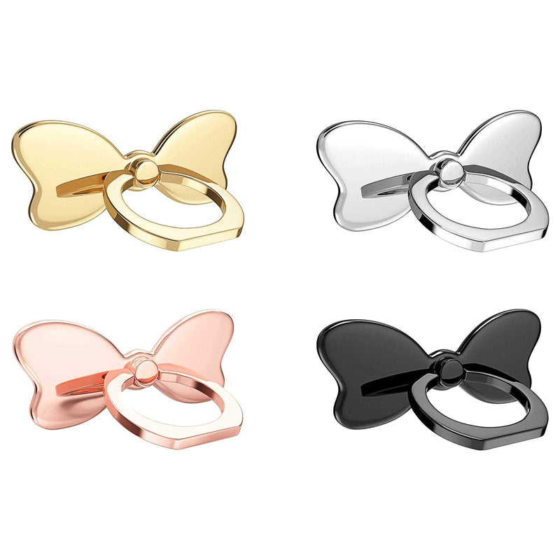 [Australia - AusPower] - kiniza 4 Pieces Phone Ring Holder,Collapsible Cell Phone Finger Grip，360°Rotation Finger Ring Stand for Cell Phone Shape Like Bow Knot 