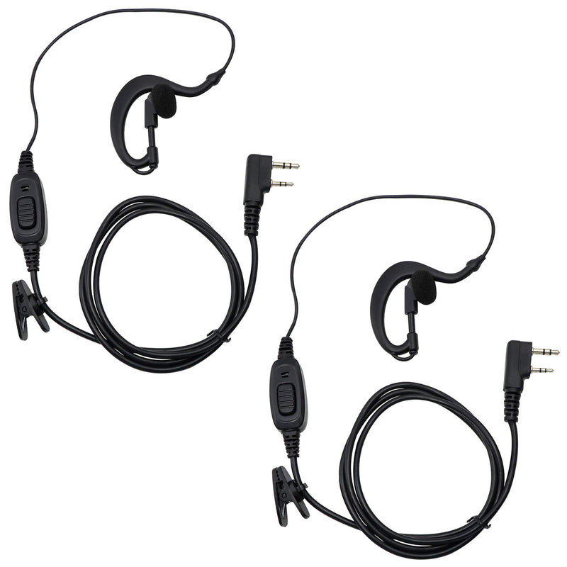 [Australia - AusPower] - Walkie Talkies Earpiece with Mic 2 Pin C-Type Single Wire Earhook Headset Compatible with Baofeng UV-5R Retevis H-777 RT1 RT21 RT22 Arcshell AR-5 2 Way Radio (2 Pack) 