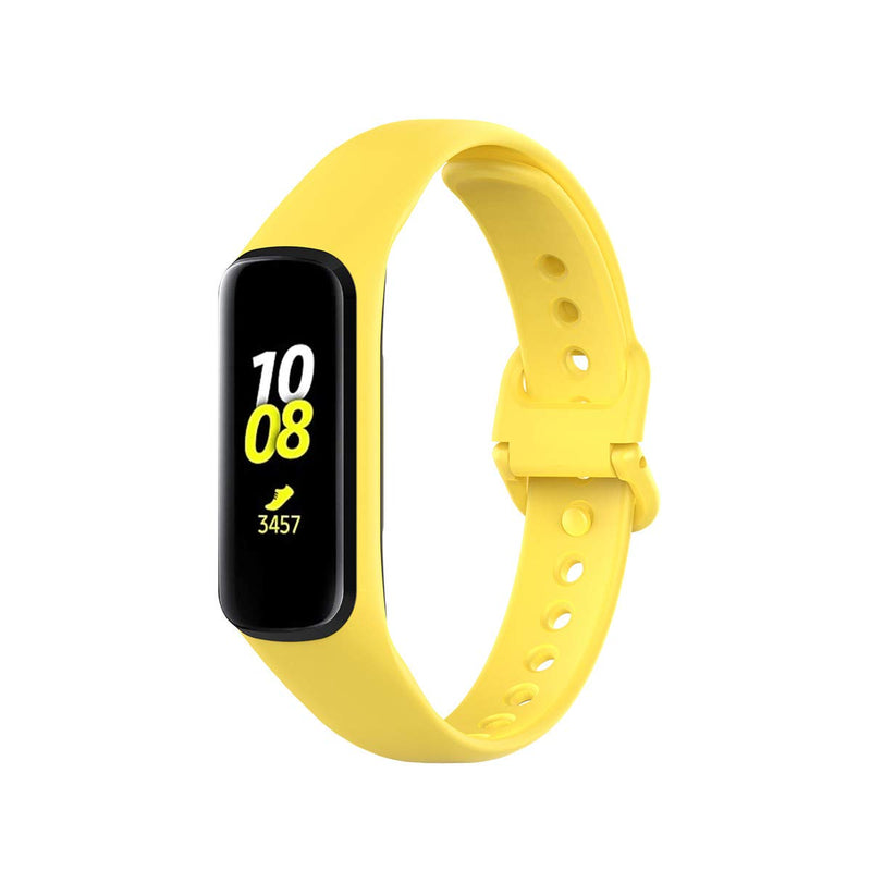 [Australia - AusPower] - PINHEN Compatible with Samsung Galaxy Fit2 SM-R220 Bands,Adjustable Soft Silicone Replacement Band Straps Wristbands Compatible with Samsung Galaxy Fit2 Fitness Smartwatch for Men Women (Yellow) Yellow 