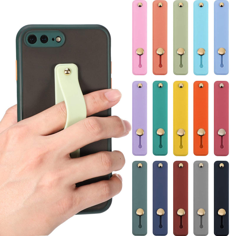 [Australia - AusPower] - 15 Pieces Phone Grip Holder Finger Strap Phone Holder Assorted Colors Cell Phone Grip Silicone Stretch Phone Grips Band for Most Mobile Phones 
