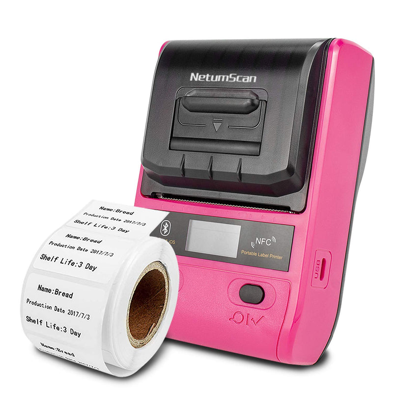 [Australia - AusPower] - NetumScan Label Maker Portable Bluetooth Thermal Label Printer Compatible with Android & iOS System Apply to Labeling, Address, QR Code, Barcode, Cable and More, Use for Home & Retailing 