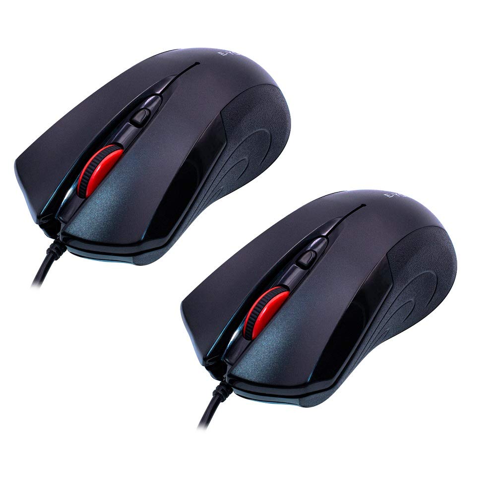 [Australia - AusPower] - Pack 2 V700 Wired Optical Mouse ,Standard Office Mouse of 3 Million Clicks - 1000/1600/2000 DPI, USB 2.0 （Black） 