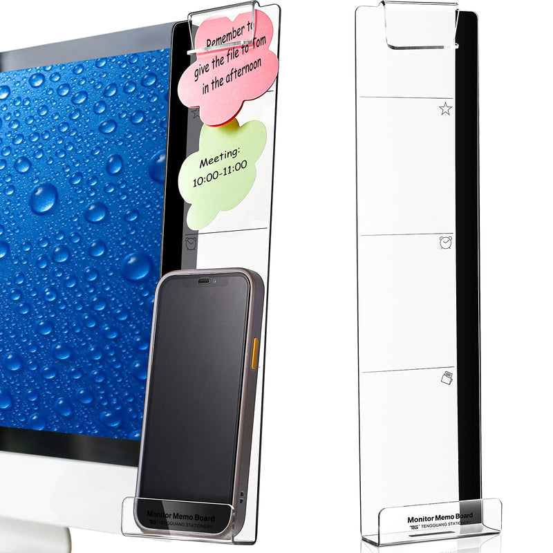 [Australia - AusPower] - Computer Monitor Memo Board Sticky Board Note Board Office Decor Office Decor for Women Transparent Memo Board Phone Holder Board for Monitors Screen Cabinets, Left and Right (2 Pieces) 2 