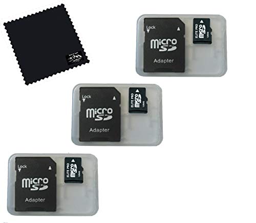 [Australia - AusPower] - 3 Pack 128mb Micro Memory Cards Compatible with 128mb Micro SD and 128 MB Micro SD HC Devices, 3 Pack Adapters and Micro TF Memory Cards w/Built To Last! Microfiber Cloth, Compatible w All SD Devices 