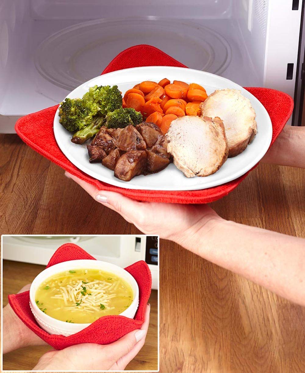 [Australia - AusPower] - 4TB Microwave Plate Huggers - Polyester - Handle Hot Plates Without Burning Your Hands Set of 2 Microwave Plate Huggers 