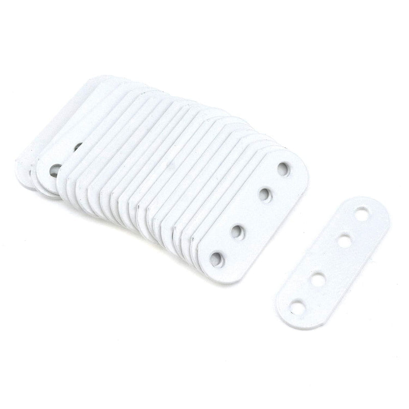 [Australia - AusPower] - T Tulead White Straight Brackets Iron Flat Bracket Mending Plate Furniture Brace 2.16"x0.7" Repair Fixing Joint Pack of 20 with Mounting Screws White, 2.16"x0.7"x0.06", 20pcs 