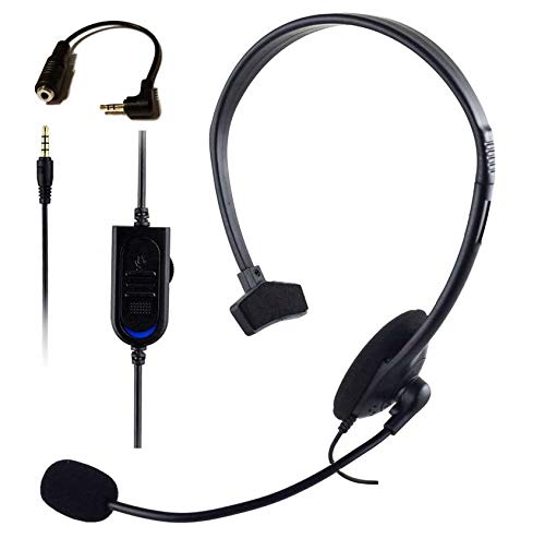 [Australia - AusPower] - 3.5mm / 2.5mm Adapter Telephone Smartphone Headset with Volume & Mute Controls for Panasonic AT&T Vtech Uniden Cisco Policom PC Tablets Android & More 