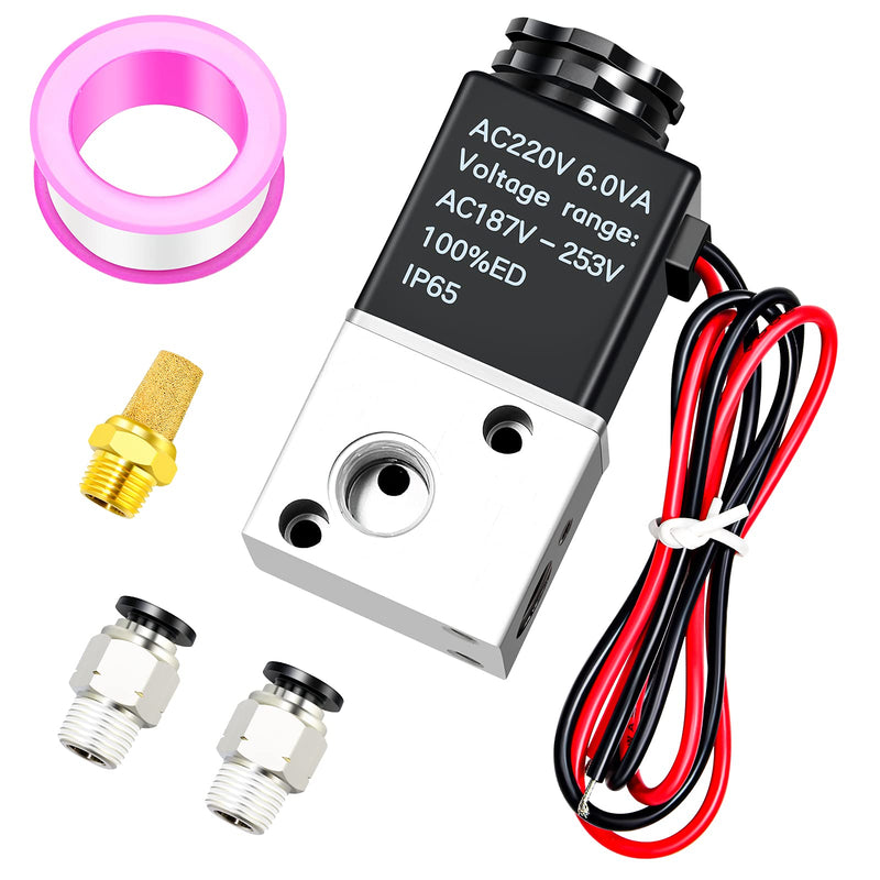 [Australia - AusPower] - TAILONZ PNEUMATIC 1/8 inch NPT 12V/24V/110V/220V 3 Way 2 Position Normally Closed Solenoid Valve Solenoid air Valve 3V1-06 AC220V 