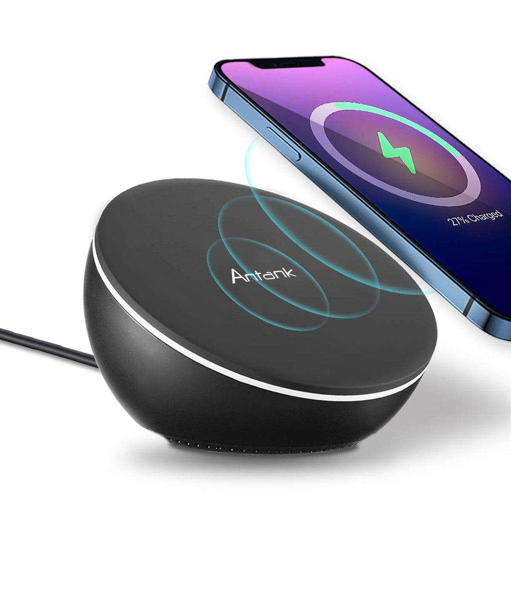 [Australia - AusPower] - Antank Magnetic Wireless Charger Compatible with iPhone 12/12 mini/12 Pro/12 Pro Max, Qi-Certified Fast Wireless Charger Charging Stand for iPhone 13 Series, USB C & USB A Port, No AC Adapter, Black 