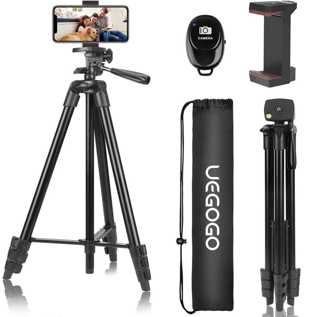 [Australia - AusPower] - 60" Phone Tripod, UEGOGO Tripod for iPhone with Remote Shutter and Universal Clip, Compatible with iPhone/Android/Sport Camera Perfect for Video Recording/Selfies/Live Stream/Vlogging 60" For Phone 