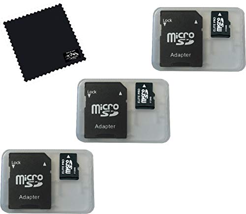 [Australia - AusPower] - 3 Pack 512mb Micro Memory Cards Compatible with 512mb Micro SD and 512 MB Micro SD HC Devices, 3 Pack Adapters and Micro TF Memory Cards w/Built To Last! Microfiber Cloth, Compatible w All SD Devices 