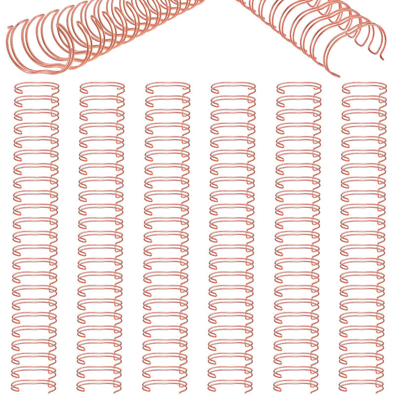 [Australia - AusPower] - 6 Pieces Twin Loop Wire Binding Spines Double Loop Wire Binding Rings Wire Cinch 1 Inch Diameter 23 Holes for Teacher Student Document Notebook Making, Rose Gold 