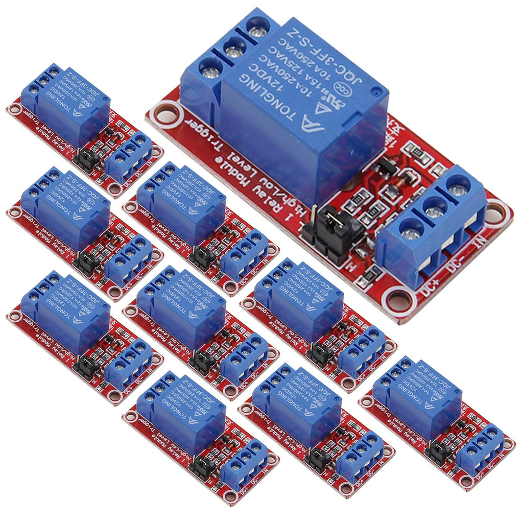 [Australia - AusPower] - ANMBEST 10PCS 12V Relay Module with Optocoupler High or Low Level Trigger Expansion Board for Raspberry Pi Arduino 12V Relay 1 Channel 