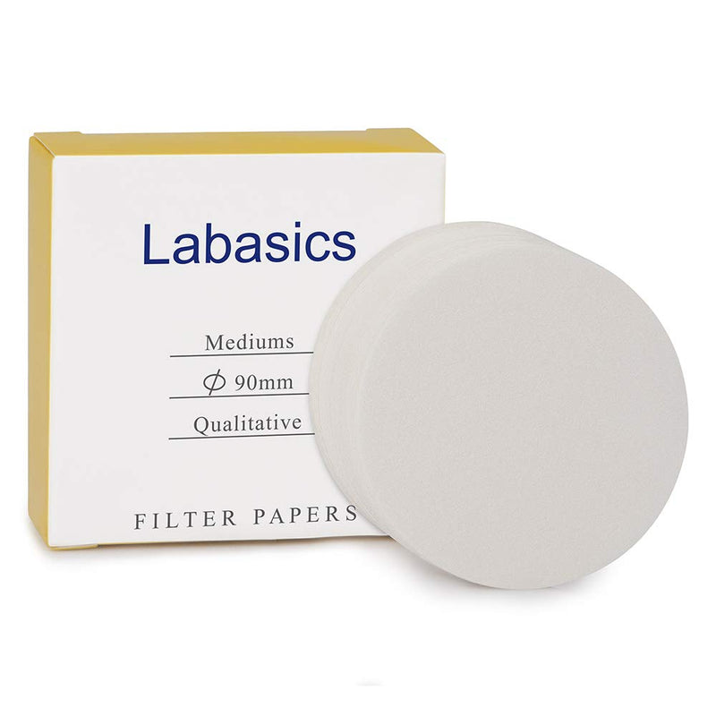 [Australia - AusPower] - Labasics Qualitative Filter Paper Circles, 90 mm Diameter Cellulose Filter Paper with 15-20 Micron Particle Retention Medium Filtration Speed, Pack of 100 