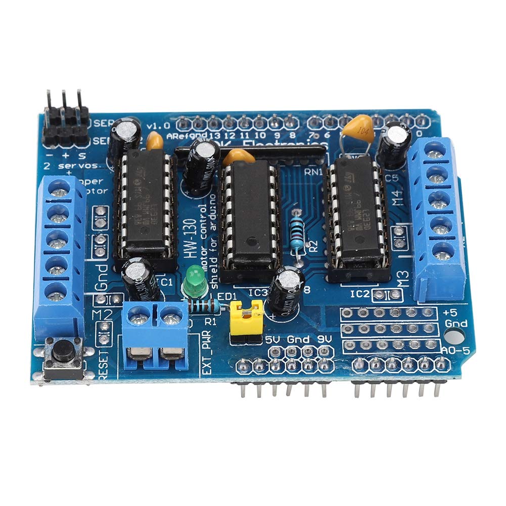 [Australia - AusPower] - Thincol L293D Motor Driver Expansion Board for Arduino UNO Mega 2560,4-Wire DC Bidirectional Motor Drive Board with PWM Adjustable,2-Wire Step Motor 4 Channel H-Bdirge Shield Controller 