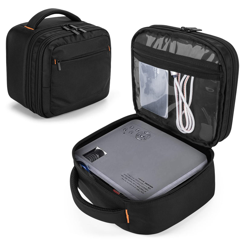 [Australia - AusPower] - CURMIO Double Layers Projector Case, Mini Projector Carrying Bag Compatible with DR.J Professional and QKK Mini Projector, Black Double Layer 