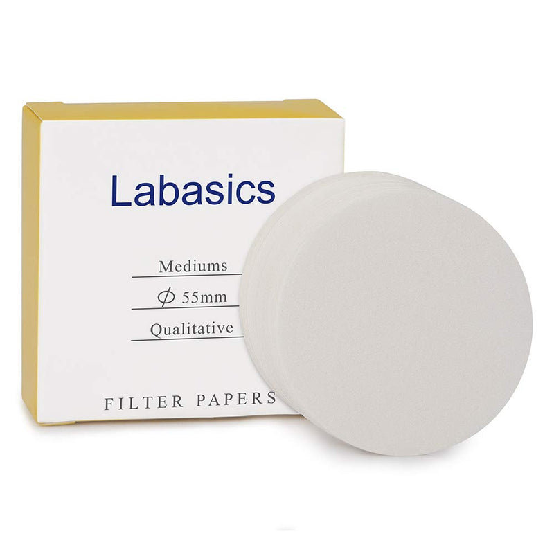 [Australia - AusPower] - Labasics Qualitative Filter Paper Circles, 55 mm Diameter Cellulose Filter Paper with 15-20 Micron Particle Retention Medium Filtration Speed, Pack of 100 