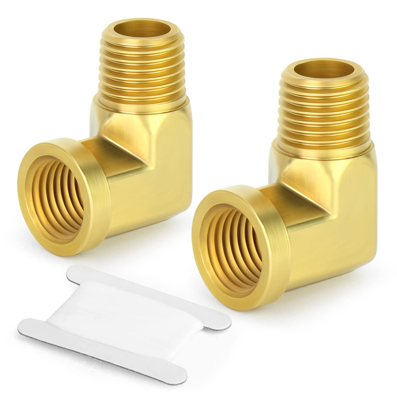 [Australia - AusPower] - GASHER 2pcs 90 Degree Barstock Street Elbow, 1/2 Inch NPT Male Pipe to 1/2 Inch NPT Female Brass Pipe Fitting 1/2" MNPT - 1/2" FNPT 2 