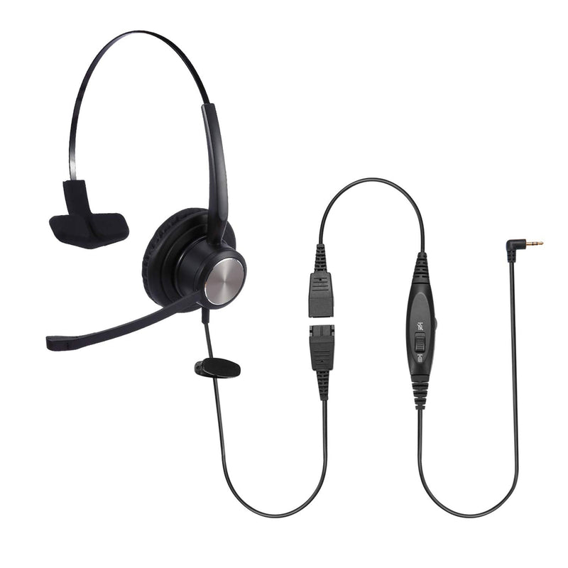 [Australia - AusPower] - 2.5mm Headset with Microphone Noise Canceling & Volume Controls, Mono Telephone Headset for Panasonic Dect 6.0 Phones, Office Telephone Headset for AT&T Vtech Cordless Phone 