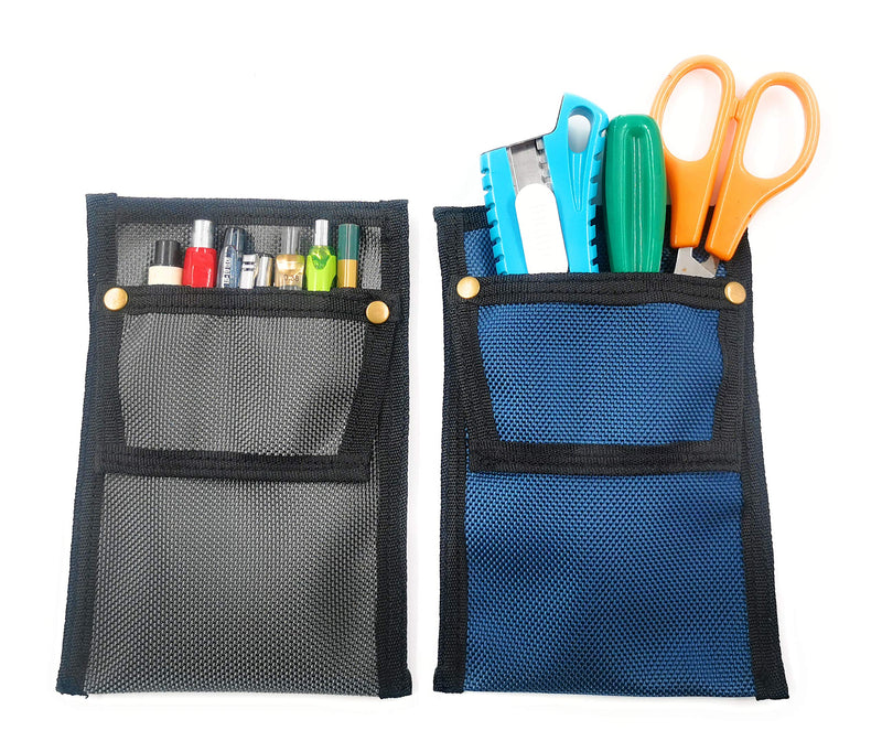 [Australia - AusPower] - Pocket Protector- Pen Holder Pouch Organizer for Shirts, Lab Coats, Pants - Multi-Purpose - Holds Pens, Pencils, tools and Notes for School, Office, Hospital Supplies 2 PACK (Gray and Blue) 