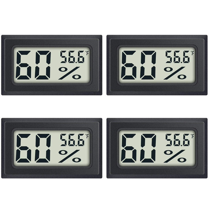 [Australia - AusPower] - 4-Pack Mini Digital Thermometer Hygrometer Indoor Humidity Temperature Meters Gauge AikTryee Hygrometer wiht LCD Display Fahrenheit (℉) for Humidors Greenhouse Garden Cellar Closet Guitar Case 