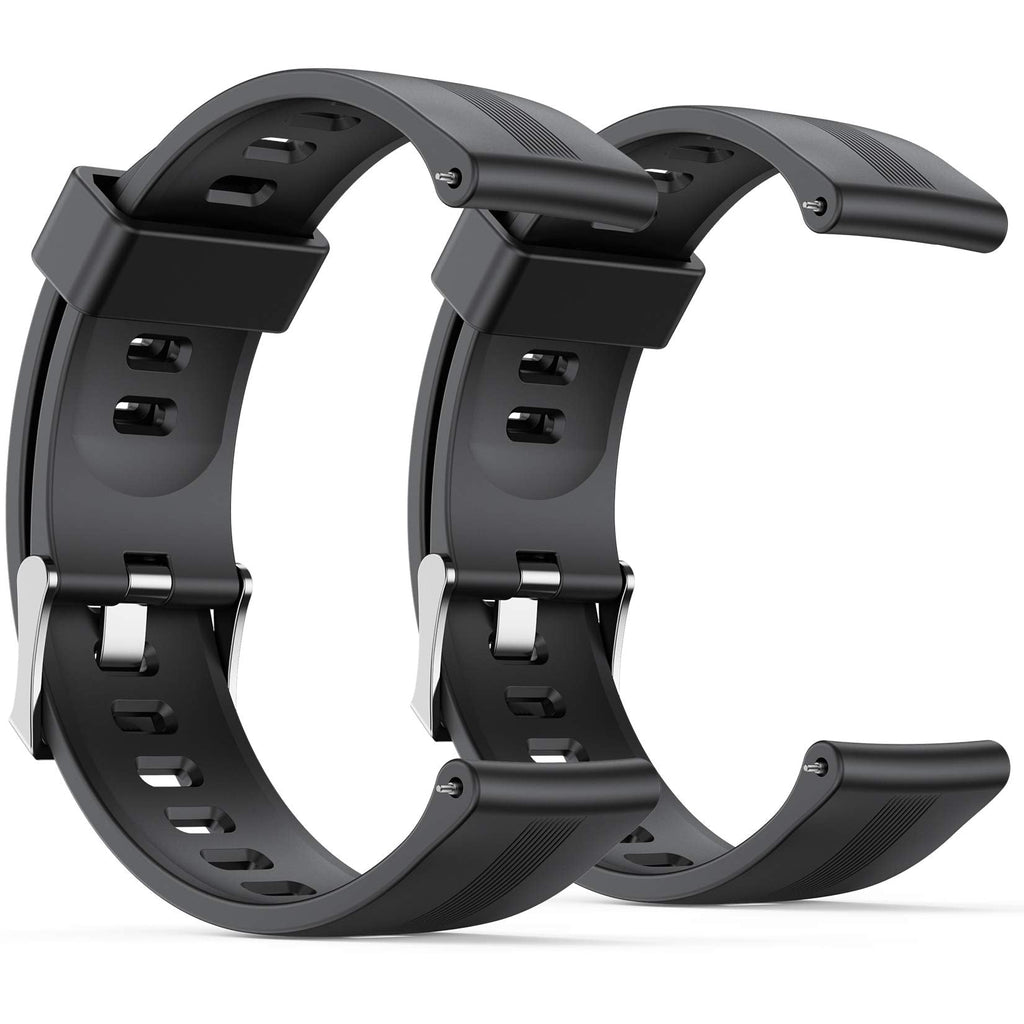 [Australia - AusPower] - AGPTEK Smart Watch Bands Soft Strap Replacement for LW11 22mm 2 Pack Black 