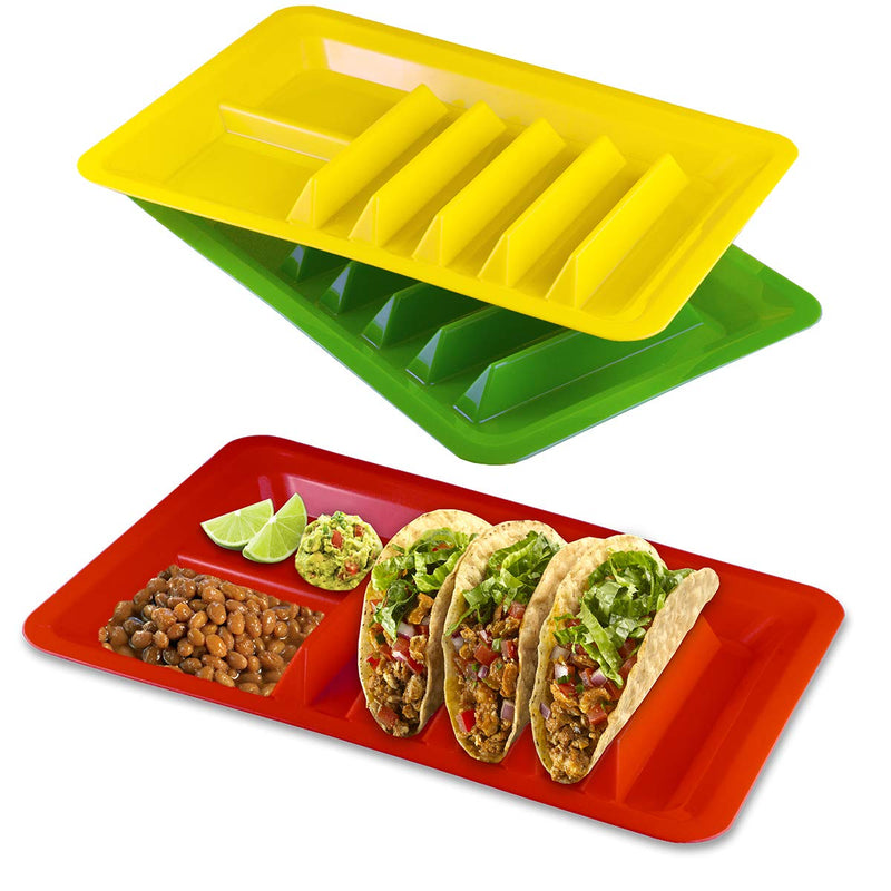[Australia - AusPower] - 3 Pack Taco Holder, Colorful Taco Plates (Assorted Colors) 