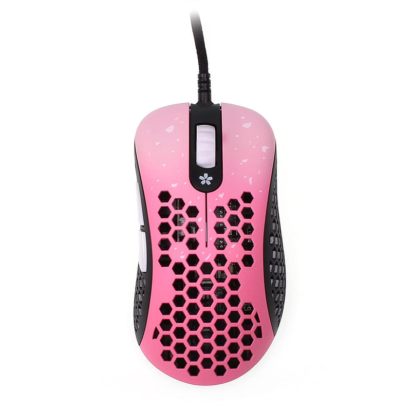[Australia - AusPower] - Skoll Mini SK-S Sakura 50g Ultralight Weight Honeycomb Design Ergonomic Gaming Mouse with 3389 Sensor - PTFE Skates - 16,000DPI - Detachable Cable (Pink) 