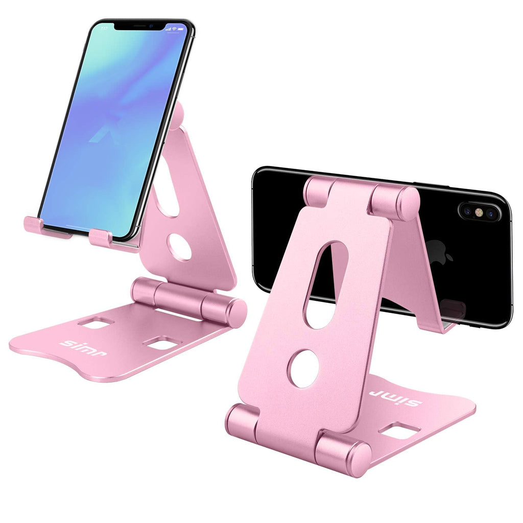 [Australia - AusPower] - Adjustable Cell Phone Stand - Simr Fully Foldable Phone Holder, Desktop Stand for iPhone 12 11 Pro Xr Xs Max X 8 7 6 Plus iPad Mini Samsung (Rose Gold) Rose Gold 