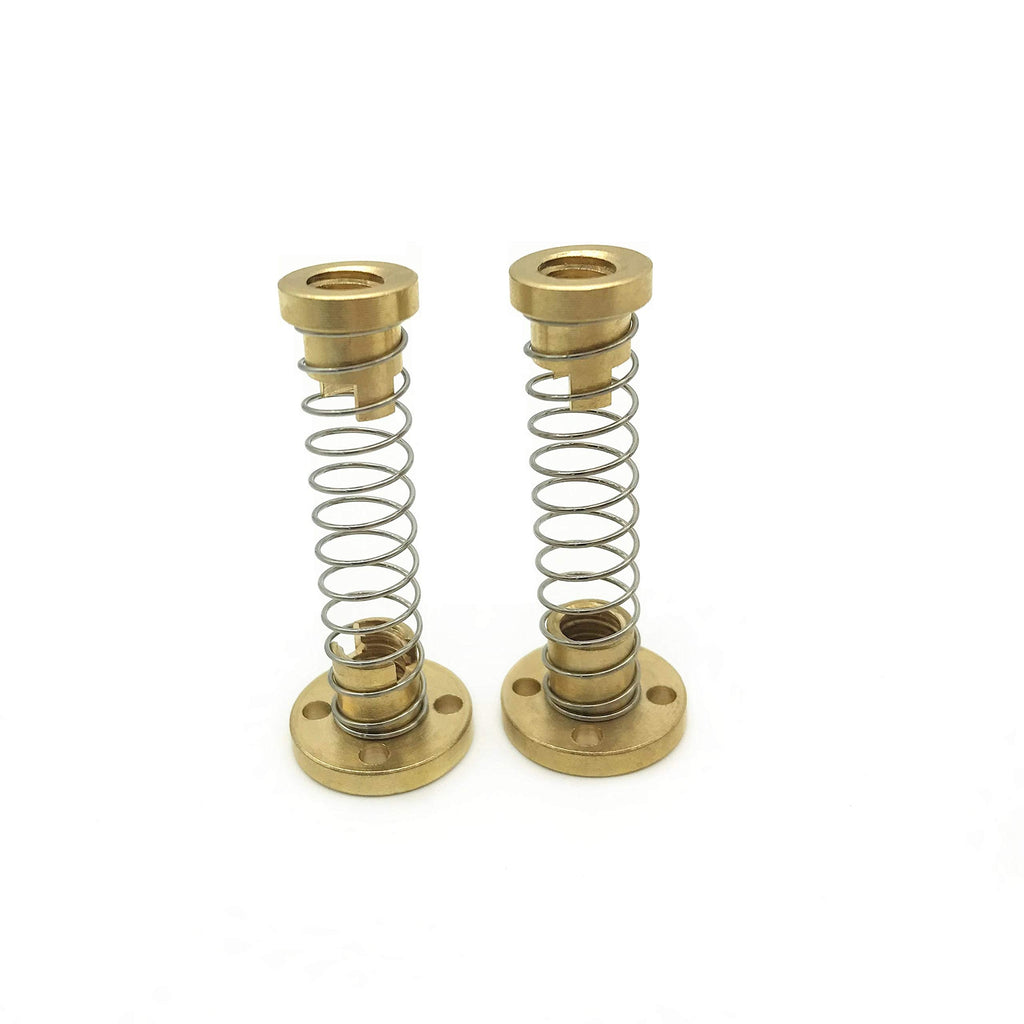 [Australia - AusPower] - 2pcs T8 Tr8x2 Anti Backlash Spring Loaded Brass Nut Elimination Gap for 8mm Acme Threaded T8x2 Lead Screw (Acme Thread, 2mm Pitch, 1 Starts, 2mm Lead) 2pcs T8X2 Thru Hole Anti Backlash Nut 