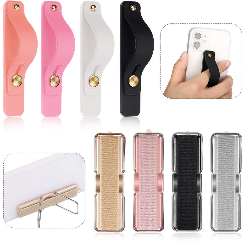 [Australia - AusPower] - 8 Pieces Finger Strap Phone Grip Holder Elastic Finger Holder Grip Stretch Finger Holder Finger Kickstand Phone Strap with Stand for Smartphones, Small Tablet, Multi-Colors (Eye-catching Colors) Eye-catching Colors 