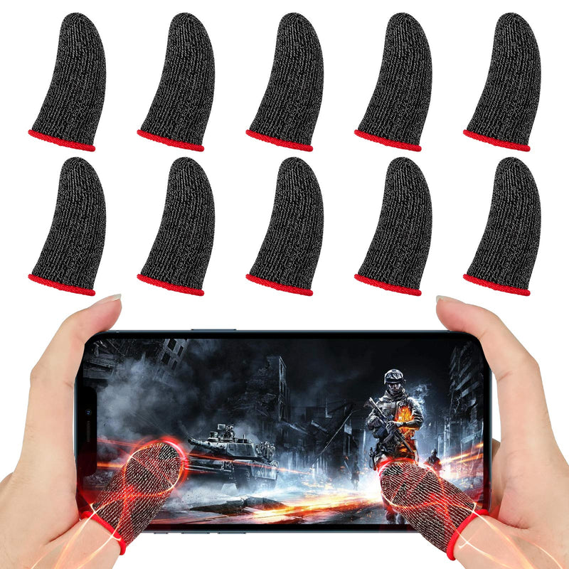 [Australia - AusPower] - Newseego Finger Sleeve Sets for Gaming Mobile Game Controller Thumb Sleeves [10 Pack], Anti-Sweat Breathable Touchscreen Sensitive Aim Joysticks Finger Set for Rules of Survival/Knives Out (Red) 10 Pack - Red 