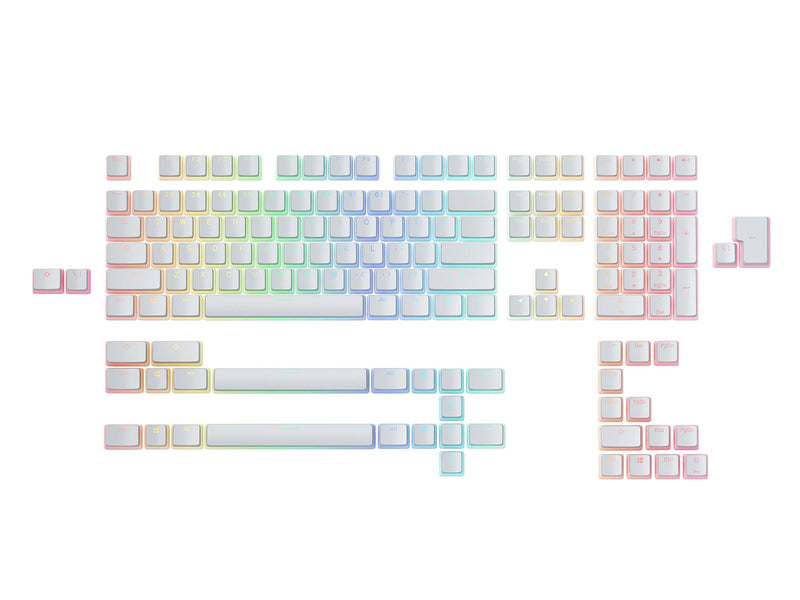 [Australia - AusPower] - Glorious Aura V2 (White) - PBT Pudding Keycaps for Mechanical Keyboards - ANSI (US), ISO Compatible - Supports Full Size, TKL, 75%, 60% Layouts Aura V2 (White) 