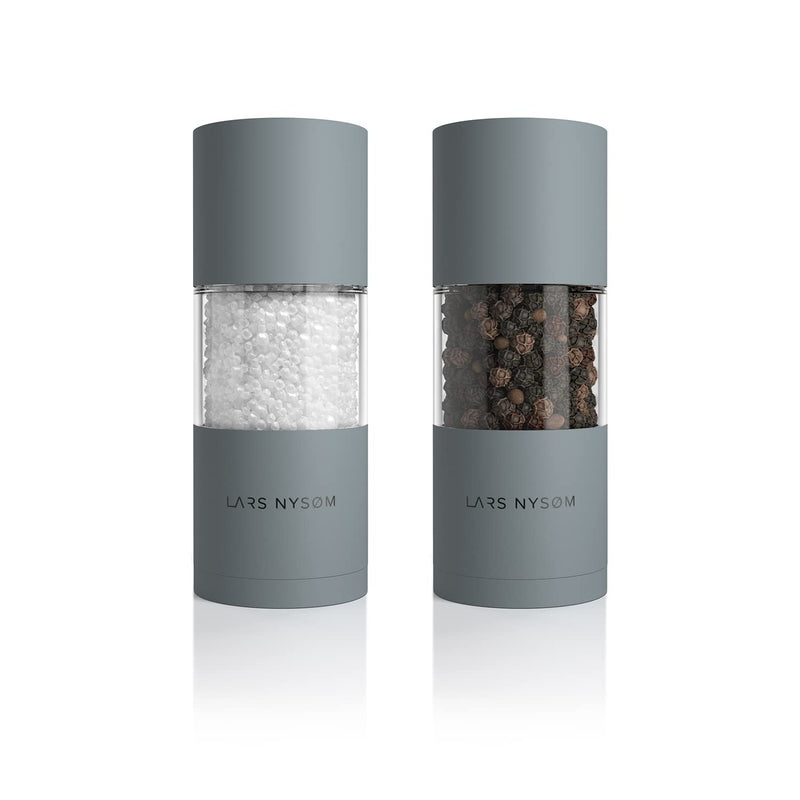 [Australia - AusPower] - LARS NYSØM Stainless Steel Salt and Pepper Mills Set with Adjustable Ceramic Grinder 2 pieces I Design Spice Mills Set Manual (Set of 2, Cool Grey) 2-piece set Cool Gray 
