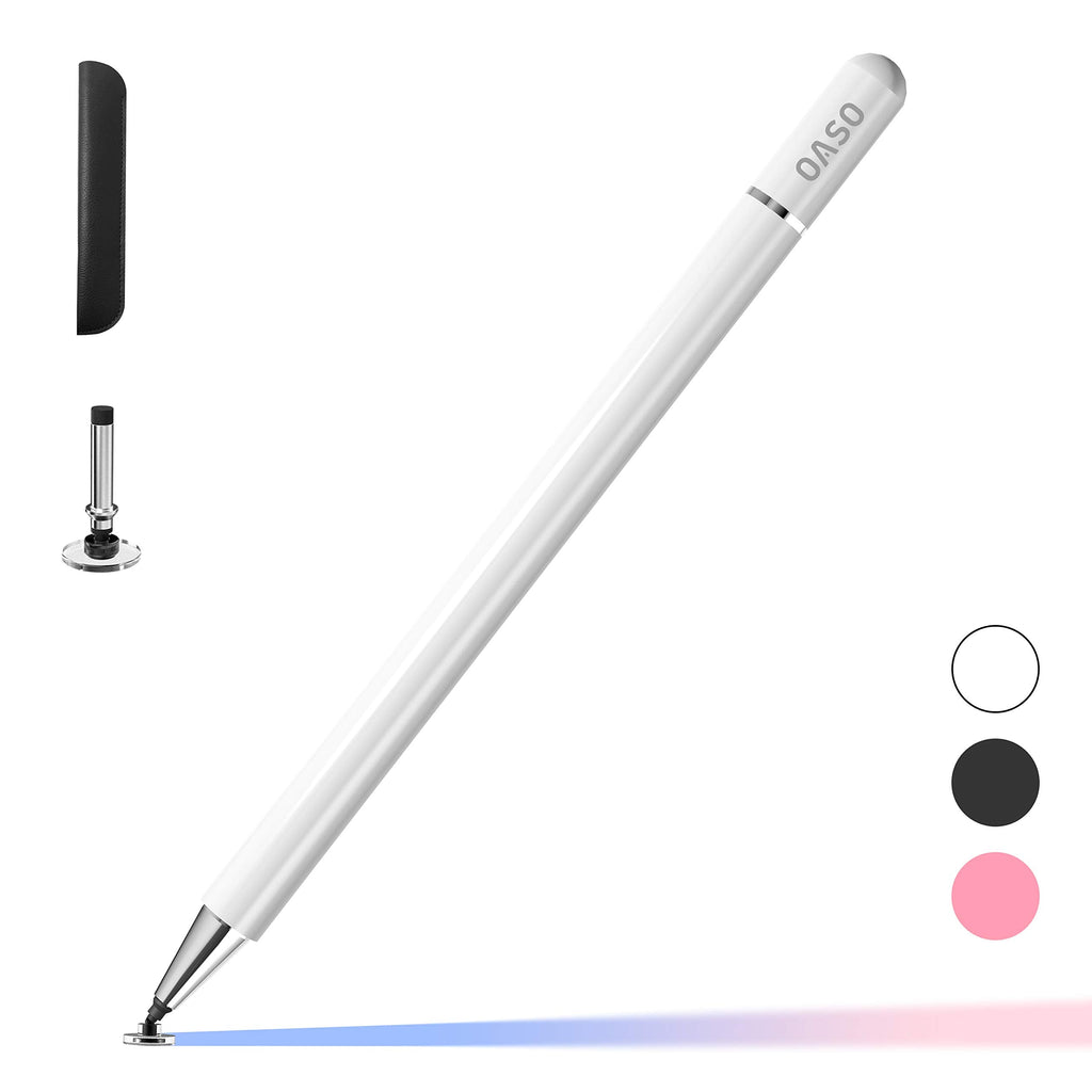 [Australia - AusPower] - OASO Stylus Pen for Touch Screens, Disc Tip & Magnet Cap Styli Pencil Compatible with Apple iPad pro/iPad 6/7/8/9/iPhone/Samsung Galaxy Tab A7/S7/Fire HD 7/8/10 Plus Tablet/All Touch Devices White 