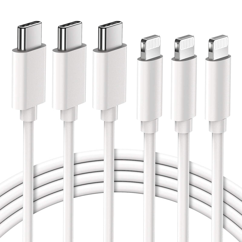 [Australia - AusPower] - iPhone 13 Fast Charge Cable - Quntis 3Pack 6FT MFi Certified USB-C to Lightning Cable -USB C iPhone Charger Cord for iPhone 13 Mini Pro Max 12 Mini Pro Max 11 X XS XR 8 Plus iPad AirPods Pro, White 