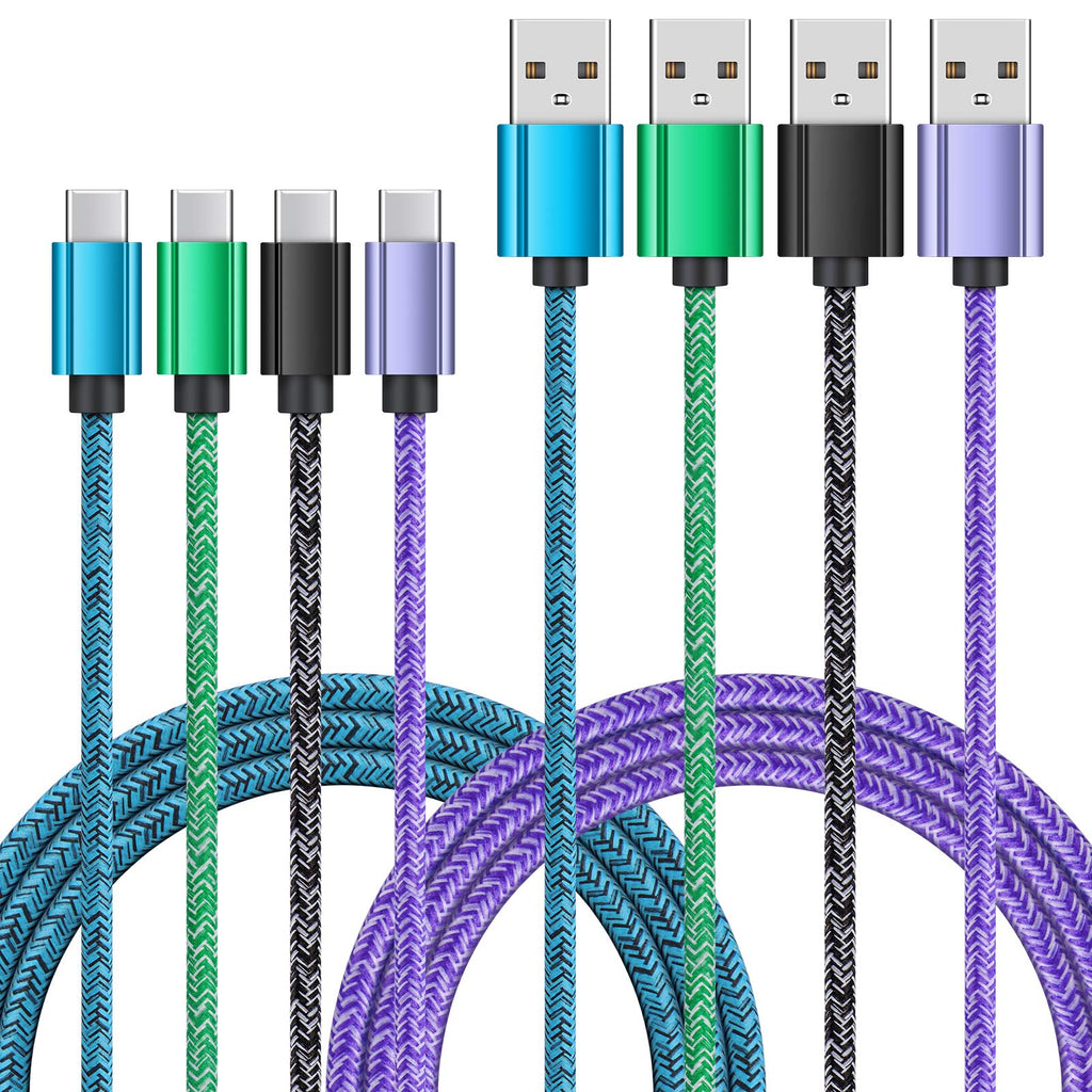 [Australia - AusPower] - Type C Cable Fast Charging USB C Power Cord 4Pack 6FT Braid Phone Charger Cables for Samsung Galaxy S22 Ultra S21 A13 S20 S10 A10e A01 A11 A20 A21 A51 A50 A71,Moto G7 G Power Stylus Z4,LG Stylo 6 5 4 