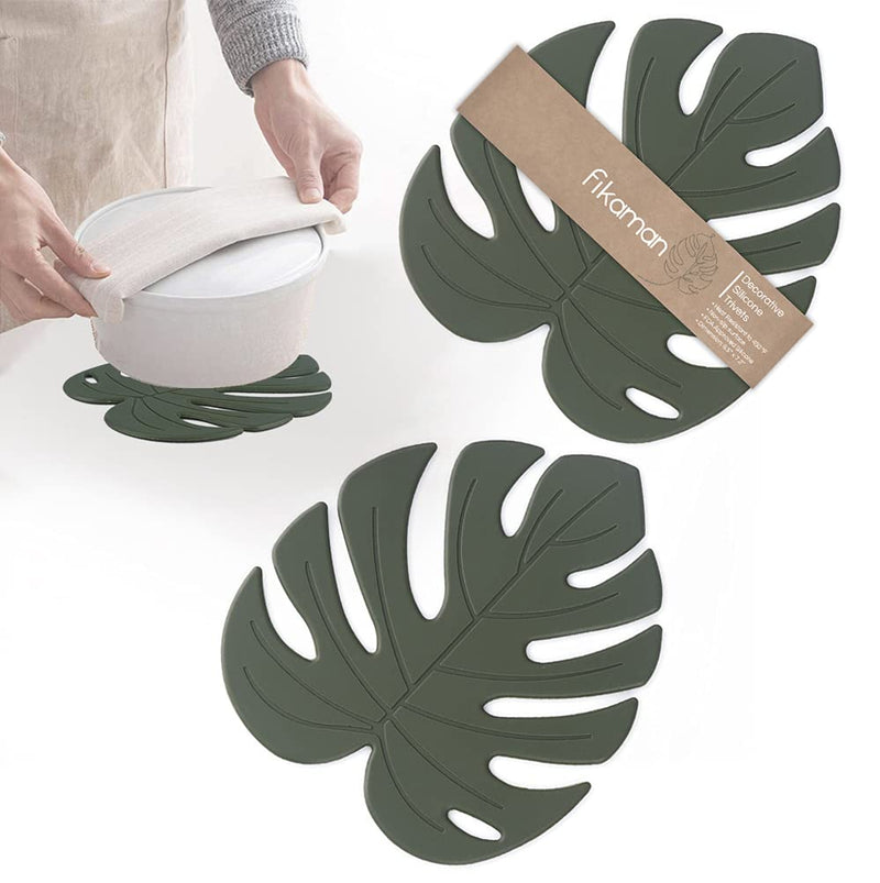 [Australia - AusPower] - Silicone Trivets for Hot Dishes - Set of 2 Pieces Heat -Resistant Food Grade Silicone Mat, Kitchen Mat, Pot Holders for Kitchen, Kitchen Decor for Counter, Countertop Green 