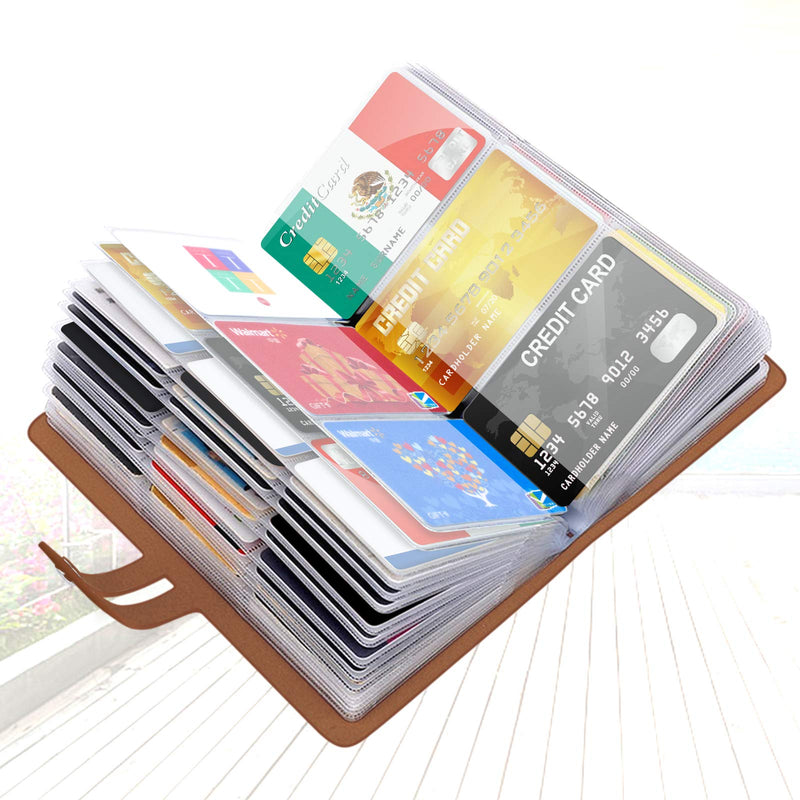 [Australia - AusPower] - Padike RFID Credit Card Holder Business Card Organizer Business Card Holder, with 96 Card Slots Credit Card Protector for Managing Your Different Cards to Prevent Loss or Damage (Apricot) Apricot 