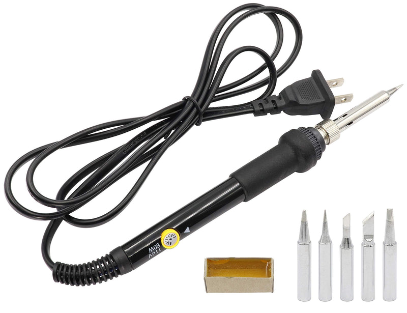 [Australia - AusPower] - LBY Electric Soldering Iron Kit, (60W ,110V) Adjustable Temperature Welding Tool, with 5pcs Soldering Tips, Soldering Iron Kit Electronics, Stainless Steel, Copper, (Black) 