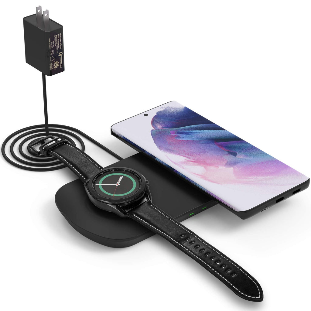 [Australia - AusPower] - Wireless Charger for Galaxy Phone Watch Buds Charging Station for Samsung Galaxy S21 + Ultra S/Note 20 10 9 8 Galaxy Watch 3 Active and Buds+/Live/Pro - Fast Charge Adapter and USB C Cable Included 