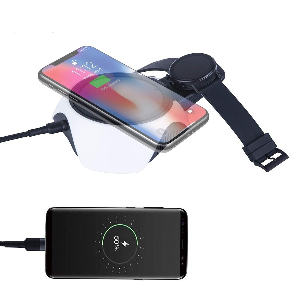 [Australia - AusPower] - Heyven 3 in 1 Fast Charger 18W2qiF,Replacement Watch Charger for Fossil Gen 6 Gen 5e/5/Gen 4 Garrett/Carlyle/Julianna/Sport,Type C Fast Charger and Wirless Charge All QI-Enable Phones,White White 