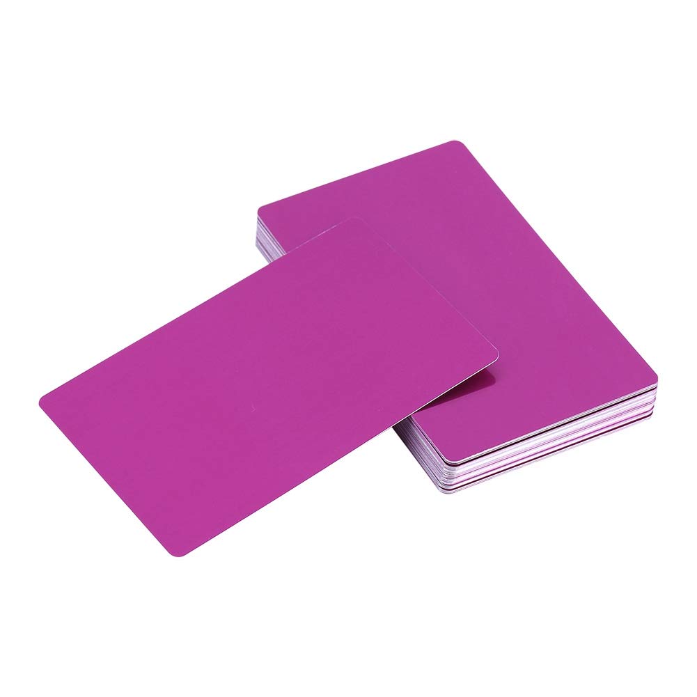 [Australia - AusPower] - 50pcs Business Cards 5 Colors Impressive Blanks Laser Mark Engraved Business Cards Metal Smooth Business Cards Business Visiting Name Cards 86x54x0.22mm(Purple) Purple 