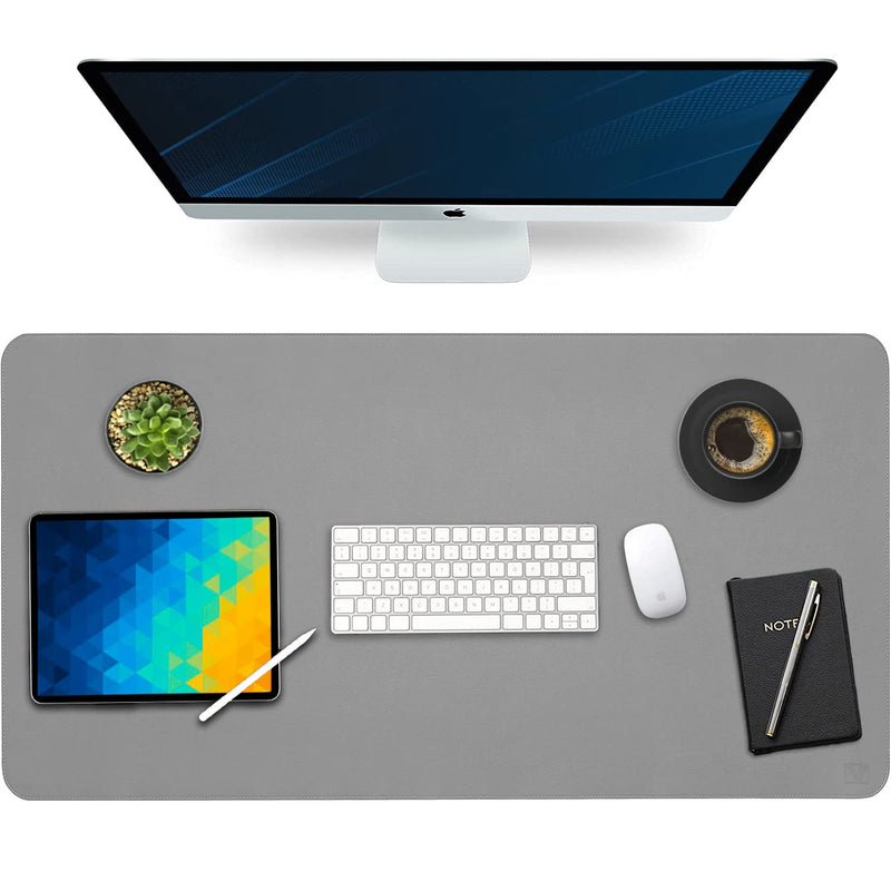 [Australia - AusPower] - Non-Slip Leather Desk Pad 36” x 20”, Vine Creations Desk Mat Large Protector Waterproof Gray - 2021 Upgraded Sewing PU Leather Mouse Pad Writing Surface, Office Decor Desktop Blotter for Top of Desks 36" x 20" 
