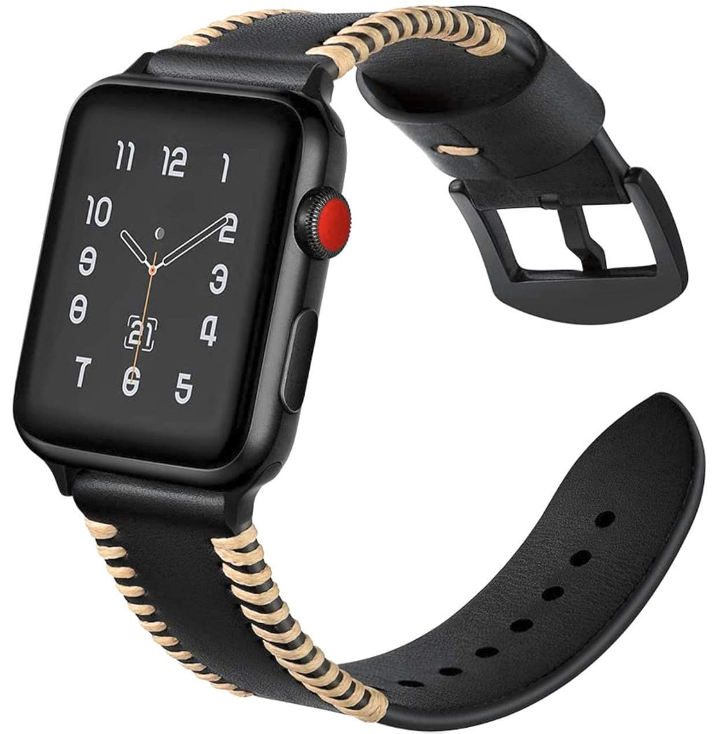 [Australia - AusPower] - Leather Bands Compatible with Smart Watch Band 42mm - Watches Accessories Strap for iWatch Genuine Replacement Wristbands for iWatch Series and SE 