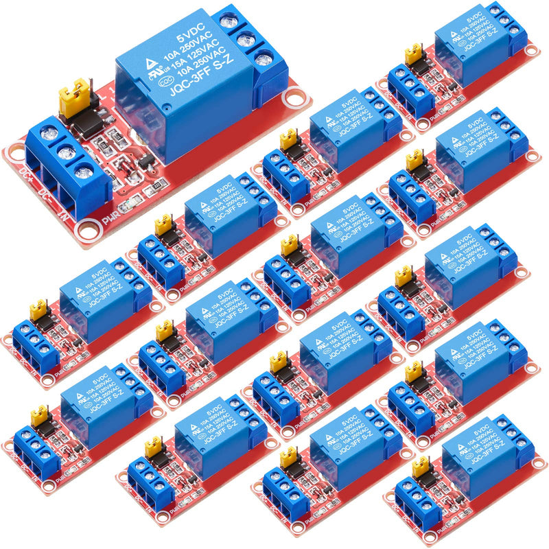 [Australia - AusPower] - Weewooday 15 Pieces 5V Relay Module 1- Channel Relay Control Boards with Optocoupler Isolation High and Low Level Trigger Expansion Board 